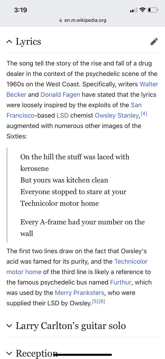GratefulForDead's tweet photo. All these years and I just found out that Steely Dan’s “Kid Charlemagne” was inspired by on Owsley Stanley. https://t.co/Df3PptqYYW