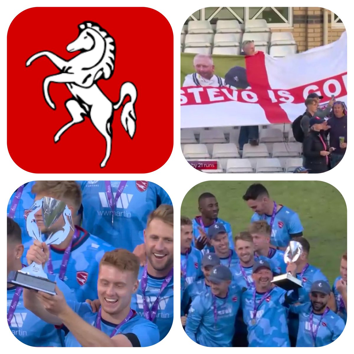 _BourneIdentity's tweet photo. At last! Kent victorious. Royal London One-Day Cup Champions 2022. Special congratulations to Darren Stevens at end of a glittering career; and well done Joey  Evison on superb Man of the Match performance i final.
#kentspitfires #darrenstevens
#royallondononrdaycup
#kentinvicta https://t.co/flgeL8kakO