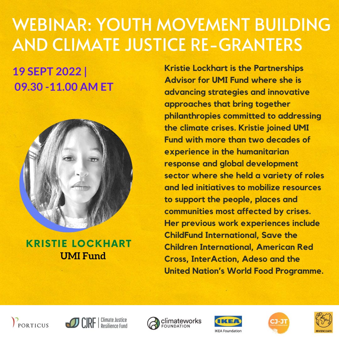 farhanaclimate's tweet photo. Today we profile philanthropic organisations committed to combating climate change.

@idfkeith of Climate Emergency Collaboration Group, @lauragarciac of @GreengrantsFund   and @KristieLockhart of UMI Fund.

Register here; https://t.co/sLQY1MtZMi

🗓 Sept 19 at ⏰ 9:30 am ET https://t.co/pDFCKOgOtj