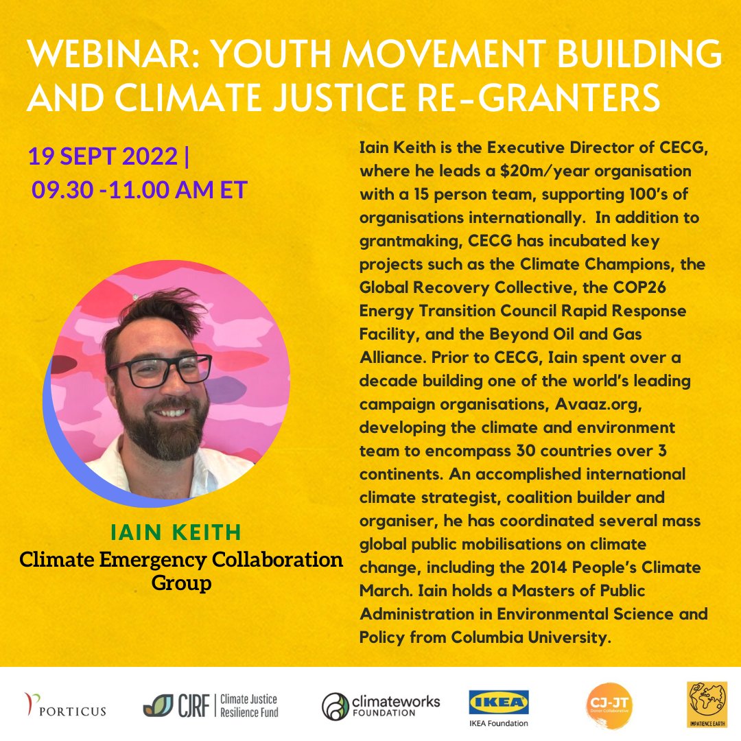 farhanaclimate's tweet photo. Today we profile philanthropic organisations committed to combating climate change.

@idfkeith of Climate Emergency Collaboration Group, @lauragarciac of @GreengrantsFund   and @KristieLockhart of UMI Fund.

Register here; https://t.co/sLQY1MtZMi

🗓 Sept 19 at ⏰ 9:30 am ET https://t.co/pDFCKOgOtj