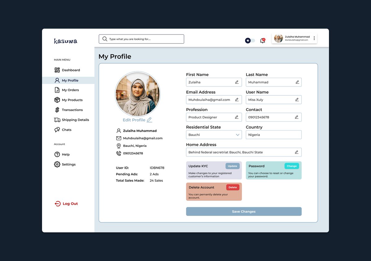 MuhammadZulaiha's tweet image. Day 28: User dashboard and user profile #I4G30DaysOfDesign #I4GDesignChallenge @Ingressive4Good @IMTConf