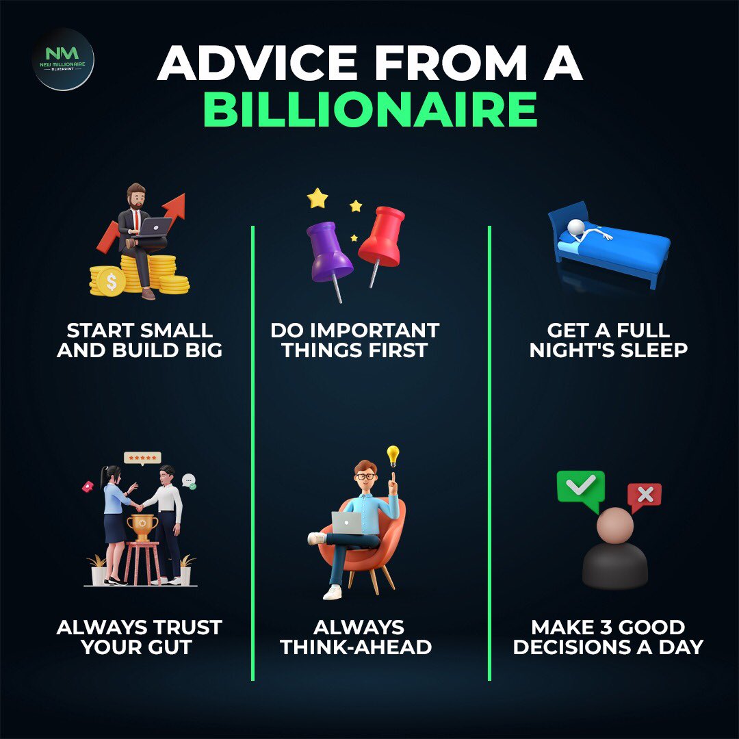 NMBLUEPRINT's tweet image. ADVICE FROM A BILLIONAIRE👈
Follow 👉 @thenewmillionaireblueprint for daily motivation &amp;amp; entrepreneurship!📈.
TAG TO YOUR FRIENDS WHO NEED THIS!🙏.
#financialfreedom #sidehustle #startsidehustle #thenewmillionaireblueprint #stayfocused #stockmarket #stockmarketindia #sharemarket
