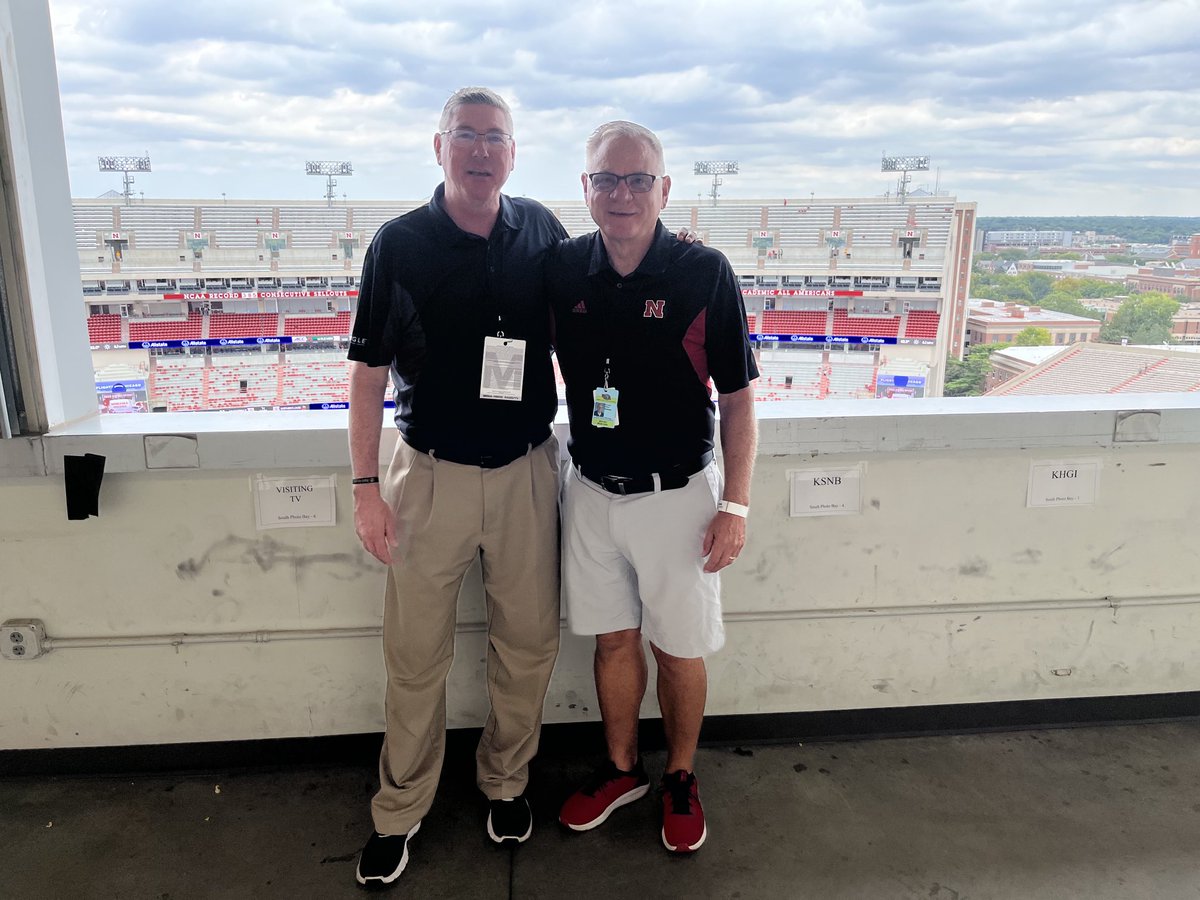 Former student at Victoria Gerard Wellbrock broadcast NU vs OU today for national radio. Great to catch up.