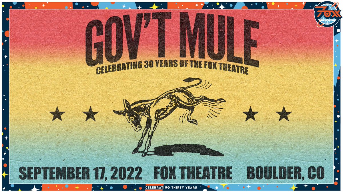 foxtheatreco's tweet photo. TONIGHT - We will be continuing the Fox's 30th Anniversary with the legendary @govtmuleband! Tickets to the show are sold out, but you can still experience the show from home. Buy tickets now: https://t.co/vepbh8DfKV 
#FOX30TH https://t.co/2QRUzjuxT4