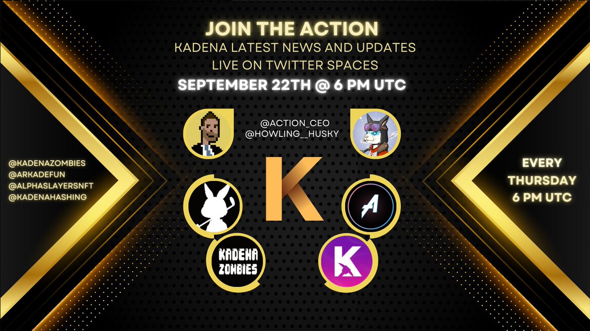The show 📽️🍿you should listen to!👀 

🗓️ 22/9 NORMAL TIME 6PM UTC!🕕

🎙️ Showhost <a href="/actionceo/"></a> 
🦸‍♂️ Cohost <a href="/Howling__Husky/">Howling Husky</a>

With this week 😎♥️
<a href="/kadenazombies/">kdazombies (MINT LIVE)</a> <a href="/ArkadeFun/">ARKD</a> <a href="/KadenaHashing/">ⓀadenaHashing</a> <a href="/AlphaSlayersNFT/">Alpha Slayers Club</a>