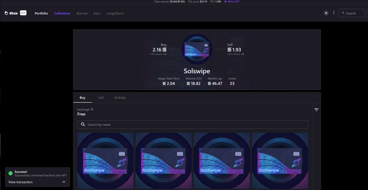 felipe_cl's tweet photo. @ElixirNFT Okay it was just a test but I was convinced! We really have an ALREADY FUNCTIONAL platform, I hope to do more trades with you, especially in the "sweep floor" modality under the floor from ME. I would also like to be part of your collection!! #elixirnft #Solana https://t.co/UWk2mRVty9