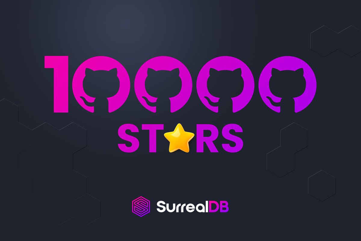 SurrealDB's tweet photo. ⭐ 10,000 @GitHub stars in 4 weeks! We are utterly blown away! #ThankYou so, so much to the @SurrealDB  and #dev #communities for your amazing support! This is only the start of the #SurrealDB journey! We have so much more to come! ⭐

#community #data #database #github #java https://t.co/OcoP4CyESP