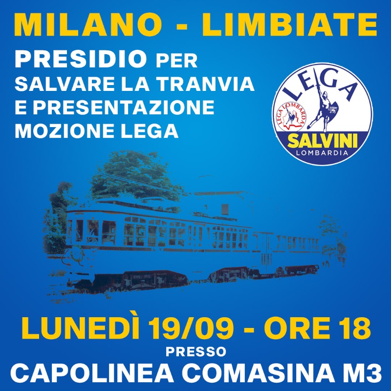 LegaPaderno's tweet photo. 🔴🔴 Lunedì 19/9 alle 18, presso il capolinea Comasina M3, vi aspettiamo al presidio della #Lega contro la chiusura della tranvia #MilanoLimbiate, annunciata dal Comune di Milano per il 30 settembre prossimo.
🚃 Facciamo sentire la voce dei Comuni e dei territori
#PadernoDugnano https://t.co/8xpb8tCCYy