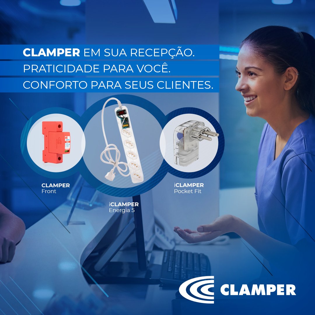 clamperoficial's tweet photo. Com os DPS da CLAMPER você garante que todos os eletrônicos da sua recepção estejam protegidos contra raios e surtos de energia.
Recepcione a CLAMPER em seu negócio e cuide bem dos seus clientes! https://t.co/mjdrlaaO5w