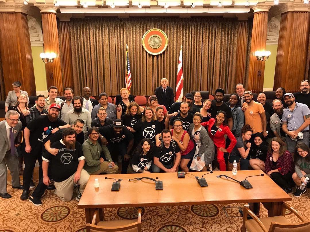 MrTipCredit's tweet photo. 4 years ago today hundreds of DC restaurant workers spoke at a marathon public hearing to reinstate the tip credit. Ultimately DC City Council listened to the workers who would be most intimately impacted by the law change and overturned tip credit elimination. #wetheworkers https://t.co/YLgCwDFDU2