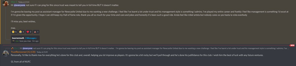 MaxRPYL's tweet photo. MaxRenowned leaves post of Newcastle United as Assistant Manager. Official. https://t.co/j2TBYpogb4