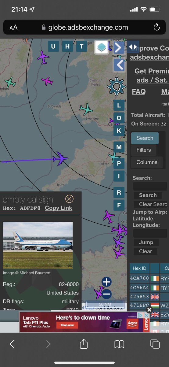 Tracking Air Force One (AF1), just arriving to the UK. Heading for London Stansted.