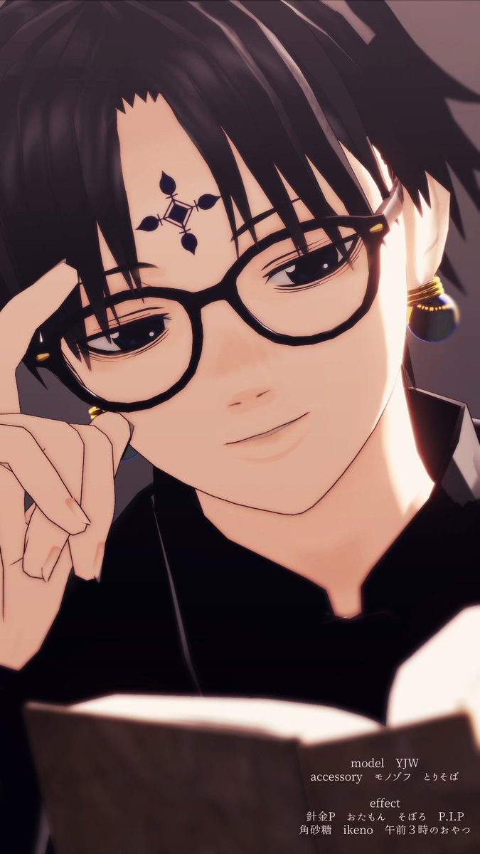 1boy glasses black hair forehead mark male focus book solo  illustration images