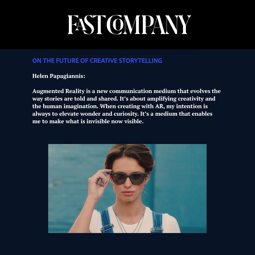 ARstories's tweet photo. 📰Thank you @FastCompany &amp; @meta for featuring me as an expert in today’s #metaverse article! My 3rd time being featured in the magazine ❤️🙏

Read the full article here https://t.co/qqymnVUgzK #ar #innovation #future #design #fastco https://t.co/Mwbiqt7Ubq