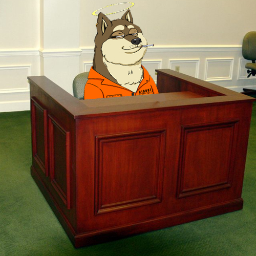 ZanottiLz's tweet photo. The defendant has been accused of consuming a leftover ham sandwich that was left unattended  @DogeClub_NFT https://t.co/D8oqRNAZfi