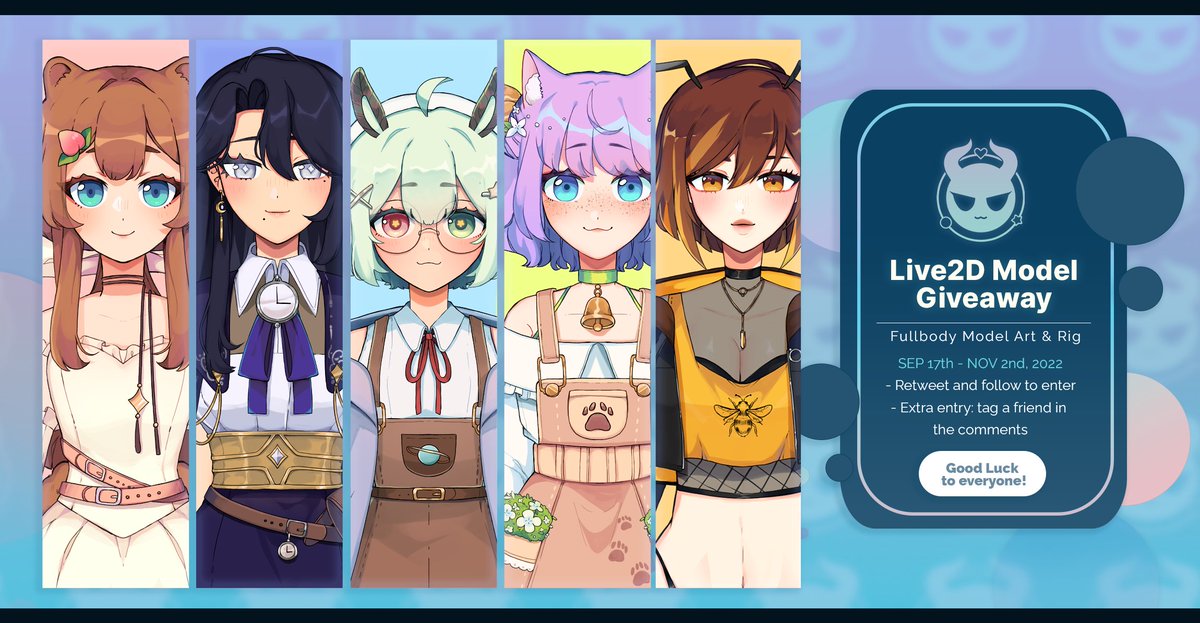 『 MODEL  RAFFLE  TIME~! 』😈

Our first raffle to celebrate the cafe opening, 1 winner will receive a full-body ready to use live2D model 🎨⚙️

What you need to do:
✅ Follow
✅ Like &amp; Retweet
✅ Bonus Entry- Tag a friend who might be interested! 

Raffle ends: Nov 2nd, 2022