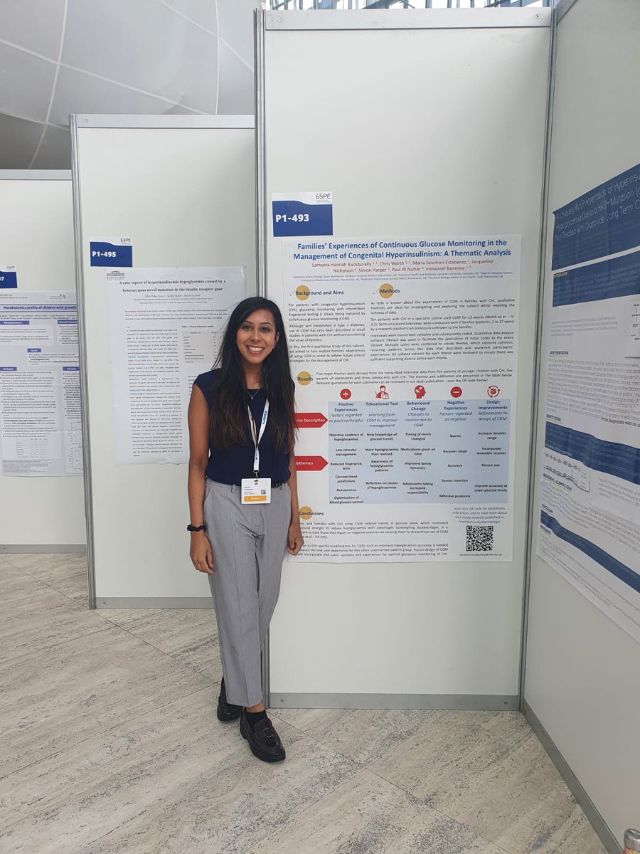 Amazing focus on what's important to #hyperinsulinism families from Sameera (our amazing media lead) at #ESPE2022. Superb poster summary of tinyurl.com/49zfeacx. She even discussed it in French on the bus on the way to the conference this morning!! #CGM <a href="/congenitalhi/">CHI</a>