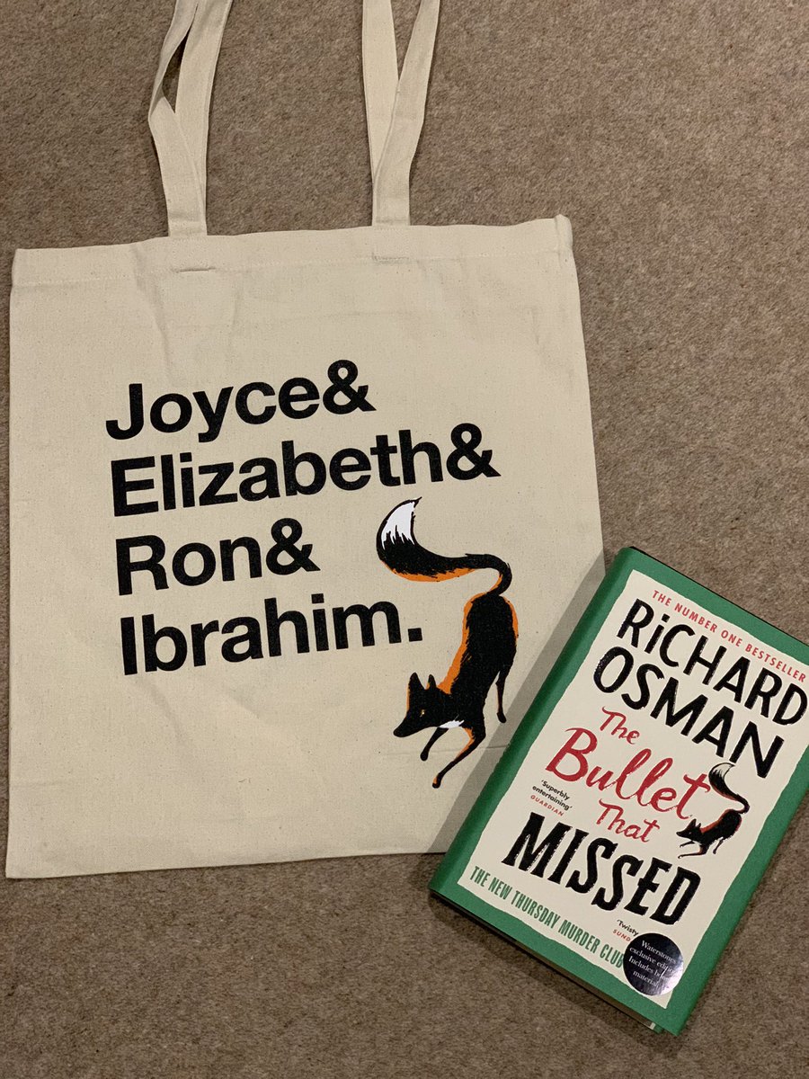 picklebott's tweet image. Can’t wait to read this and to proudly use my bag! @richardosman @Waterstones #thursdaymurderclub