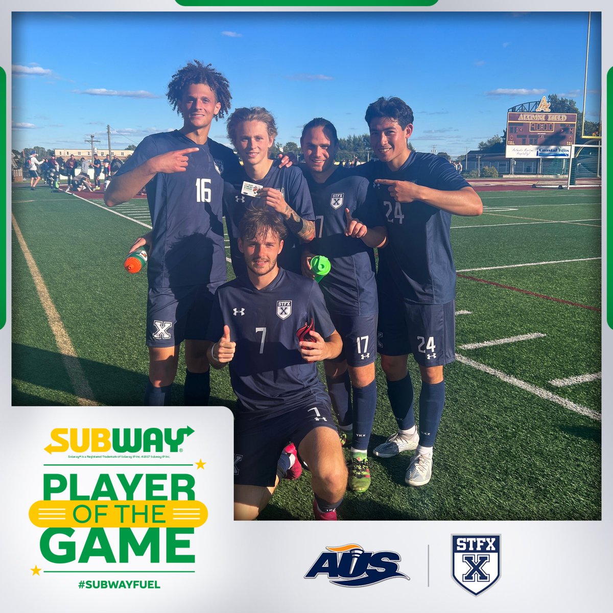 Cam Shaw takes home Subway Player of the Game honours with a goal in the X-Men’s 4-1 victory over MtA today! #goxgo #SubwayFuel