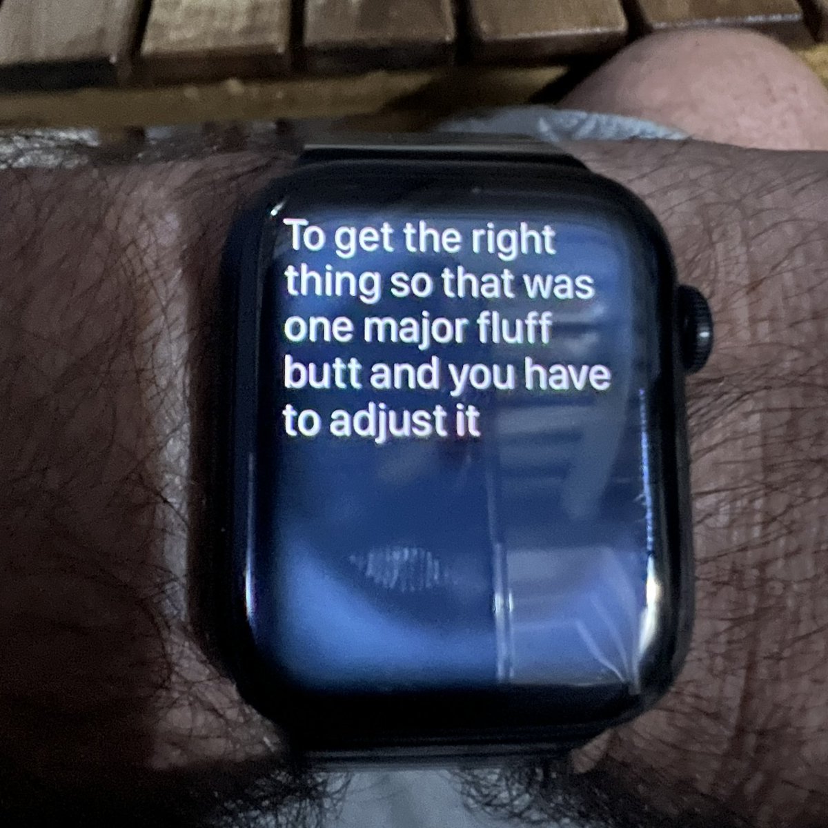 seadogit's tweet photo. Apparently my fluff butt needs adjusting … noted! #Siri #fail #AppleWatch https://t.co/SMm2Gyk763