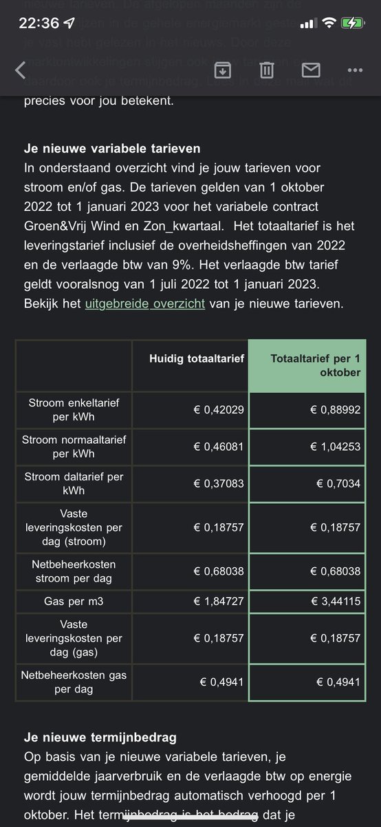 laiaddrums's tweet photo. @Greenchoice rates / tarief … this is a shame… shame on @GovNL and @MinPres !!! 
I used to pay 70€ per month all year , now I’m paying 130€ and guess what? From October I will pay 330€

And I’m consuming less and less and less… #netherlandsscam #nlscam https://t.co/IUrKmmGxoP