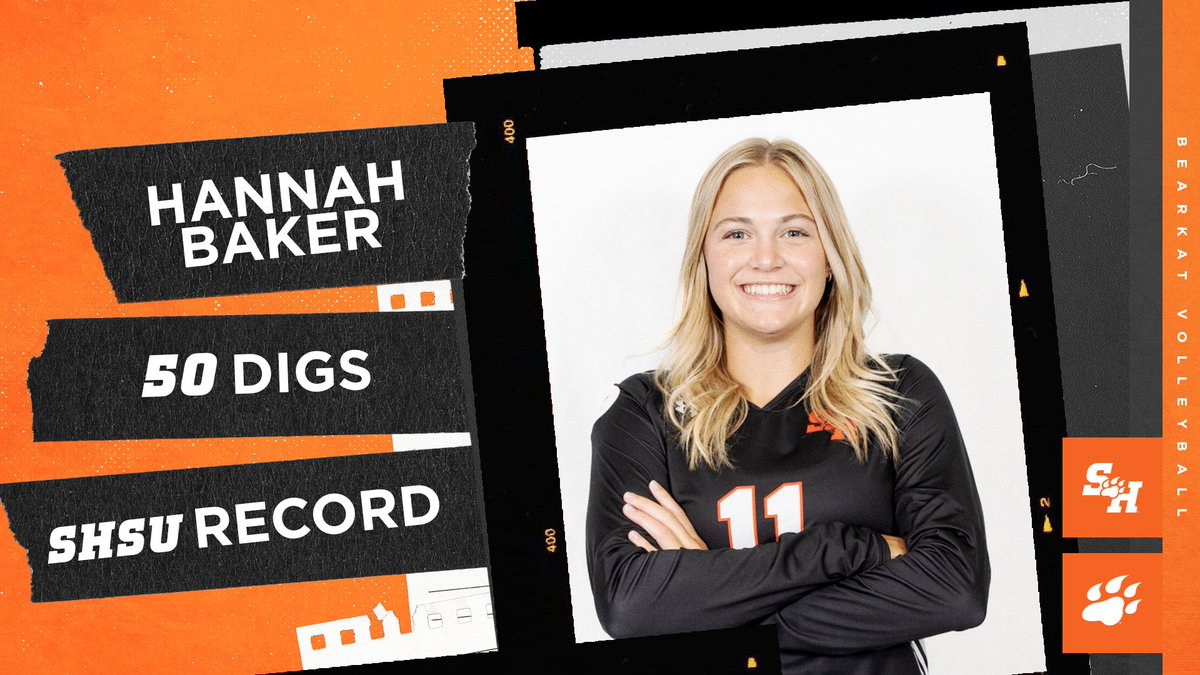 BearkatsVB's tweet photo. ICYMI: Hannah Baker finished with 5️⃣0️⃣ digs vs Tulsa, setting a new SHSU single-match record!

She is the first player in the country since 2015 to put up 50 digs in a single match. #EatEmUpKats https://t.co/3GLYSTeFq0