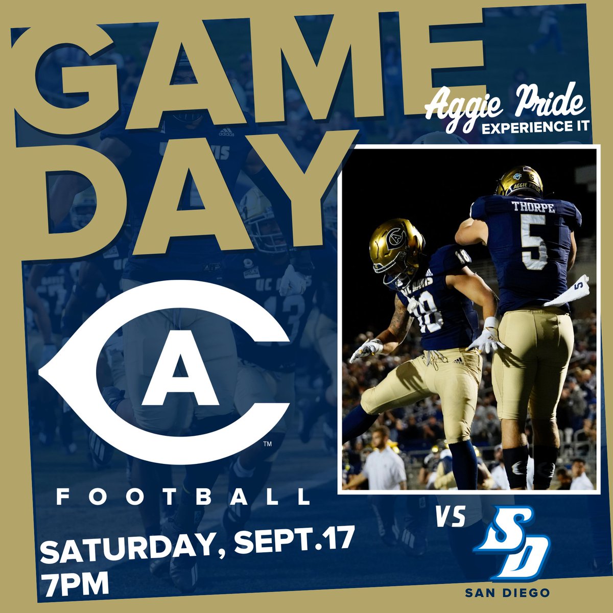 UCDfootball's tweet photo. Our home opener is finally here! UC Davis faces San Diego at 7 p.m. Can't wait to welcome everyone back to campus. #GoAgs

📍: UC Davis Health Stadium
⏰: 7 p.m.
📺: ESPN+
📻: Sactown Sports 1140 AM
📊: https://t.co/RE8pY06W2M https://t.co/Ndf0IhZJLu