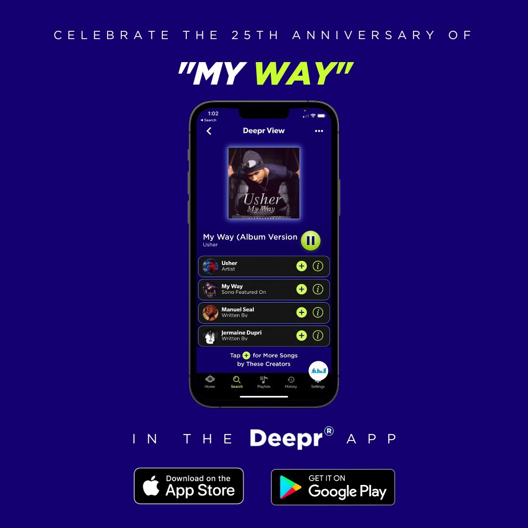 DeeprMusicApp's tweet image. Celebrate the album’s 25th anniversary and #GoDeepr into these creators’ wide ranging discographies on the Deepr app 📲

🔗 Link in bio

#music #musicislife #musicnews
#RNB #90srnb #90smusic #90s #musicdiscovery