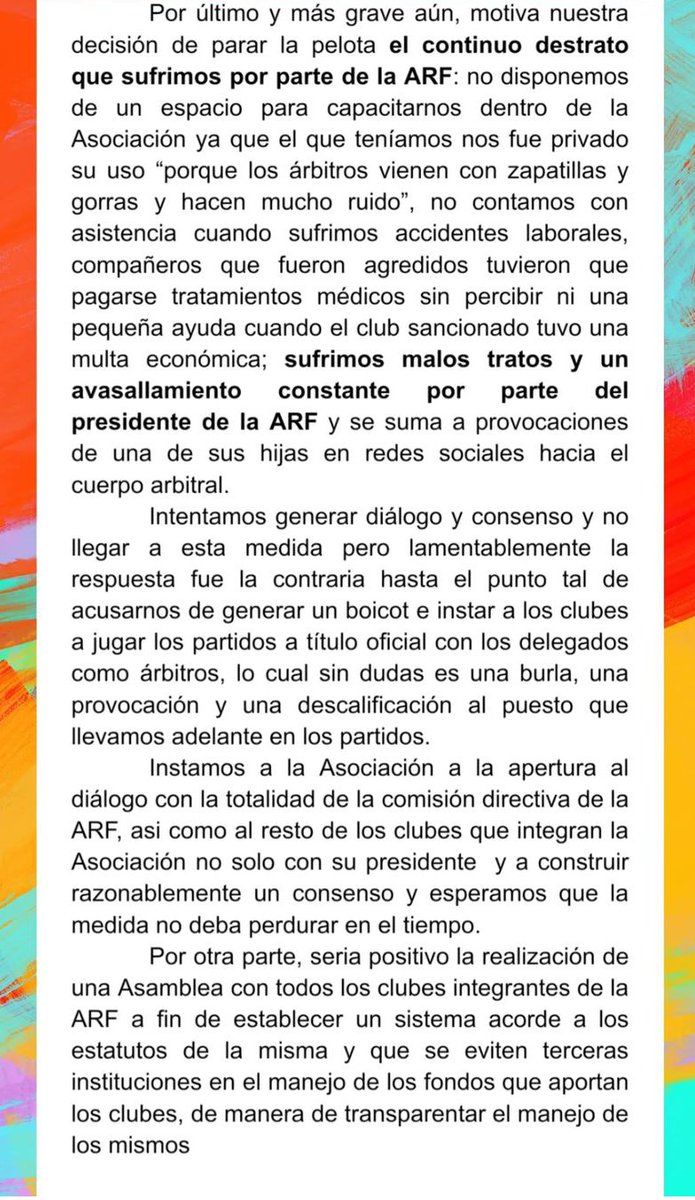 Los árbitros también dicen basta a los avasallamientos y a la forma de gestionar <a href="/RosarioEsFutbol/">RosarioFútbol</a> por Giammaria. Sin lugar a dudas, es hora de un cambio.