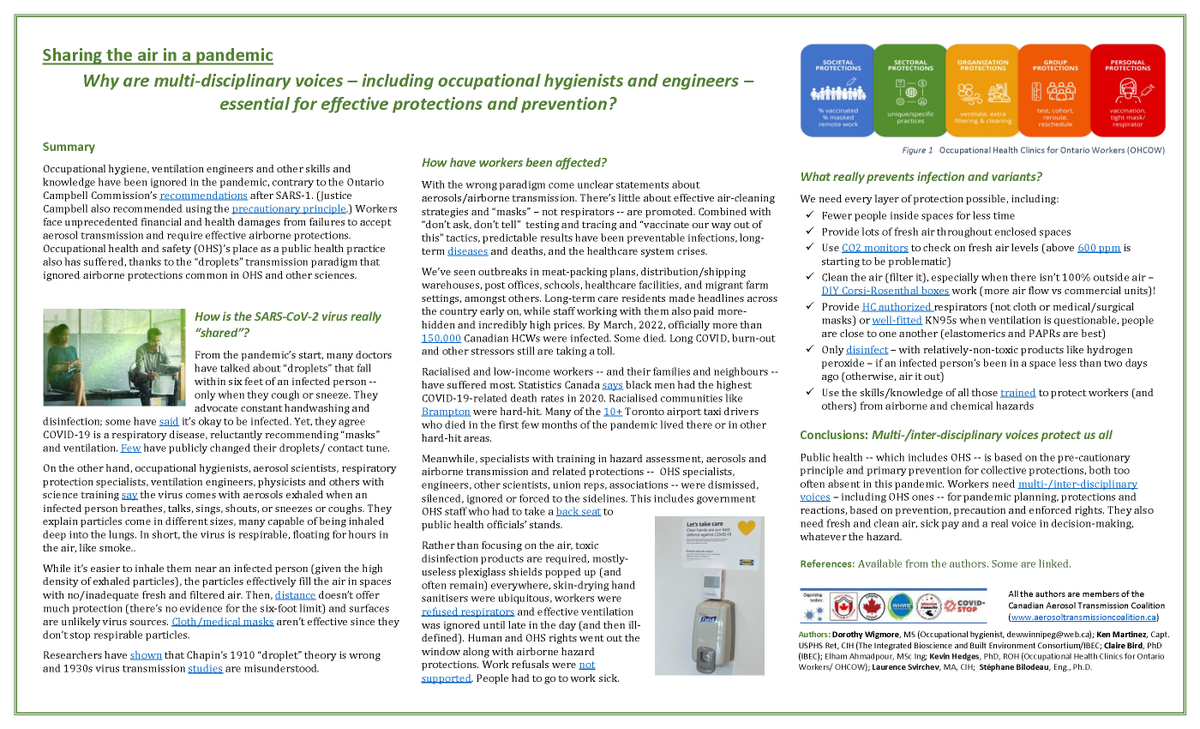 #CovidIsntOver, Review this poster to know  Why are multi-disciplinary voices – including occupational hygienists and engineers –essential for effective protections and prevention? 
carwh.ca/2022-conf-prog… #CARWH2022 <a href="/kfmartinez/">Kenneth Martinez</a>