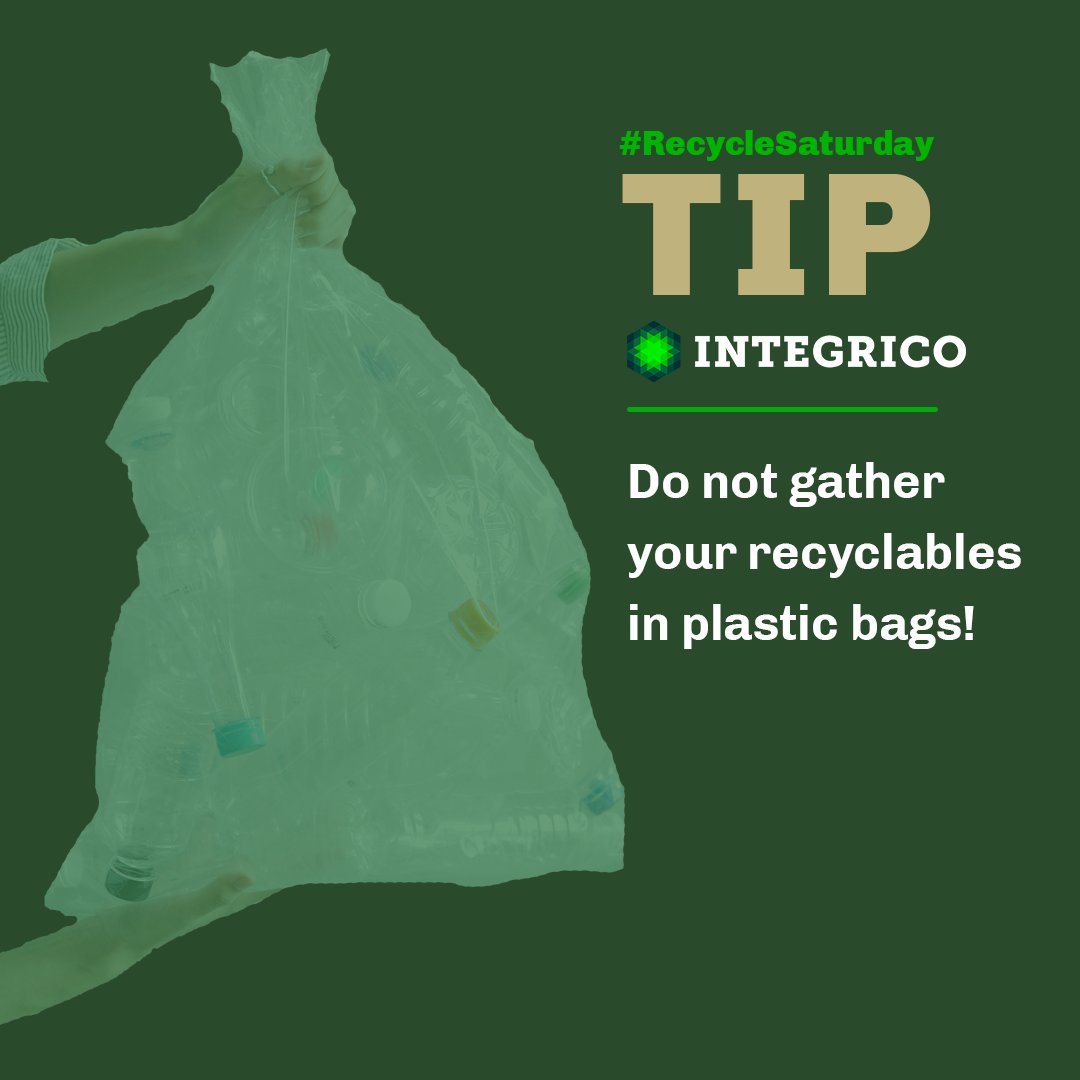 IntegriCo_'s tweet image. #RecycleSaturday Tip No. 5: Do not gather your recyclables in plastic bags! bit.ly/2JyoWeF
