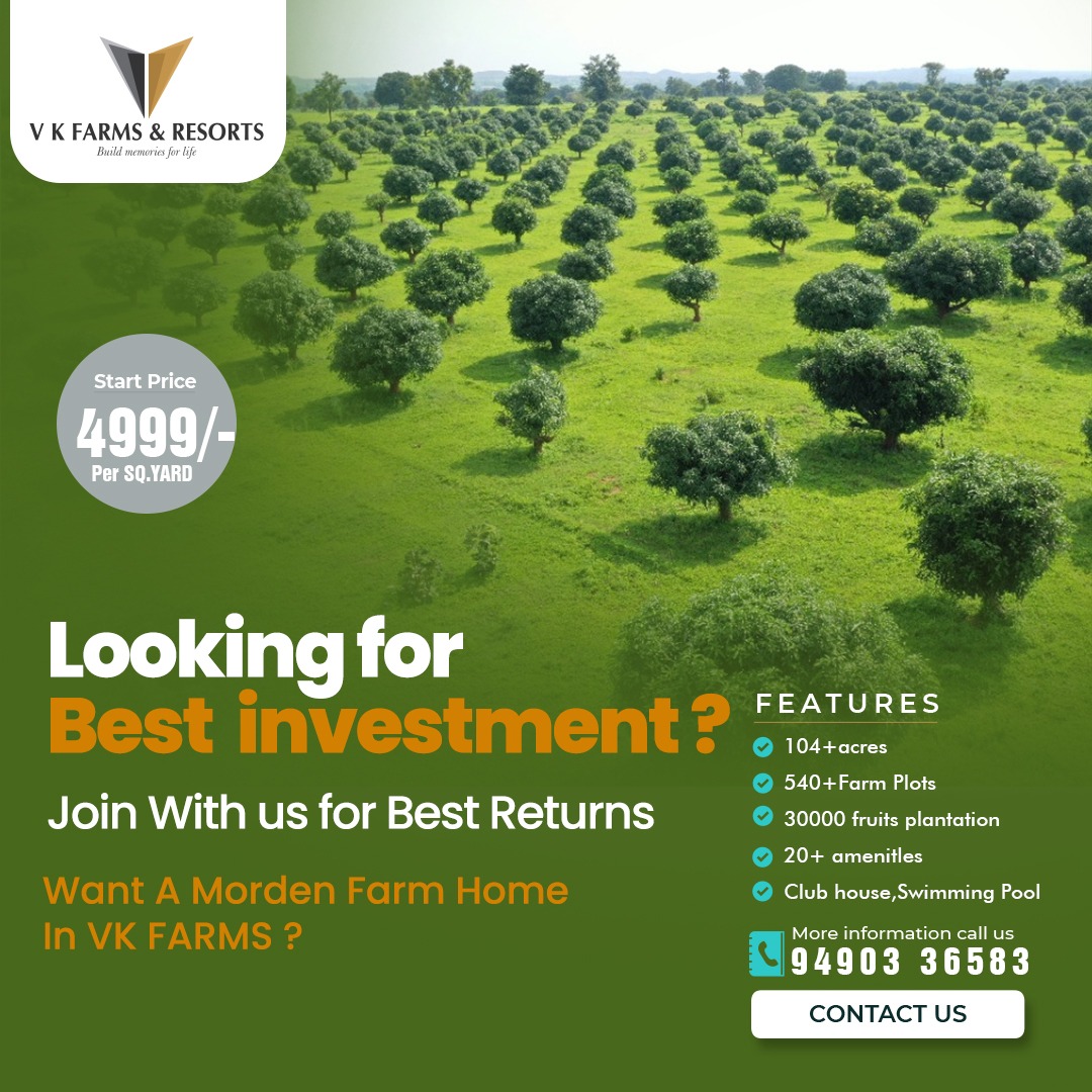 VkfarmsA's tweet photo. Looking For Best Investment? Join With us For the Best Returns Want A Modern Farm House In Vk Farms?
.
 #farmlands #farmlandscape #farmlandsrealestate #farmlandsinhyderabad #FARMLANDS #farmlandsforsale #realestate #realestatetips #realestatelife #realestategoals #realestateagent https://t.co/4HV70SdPCs