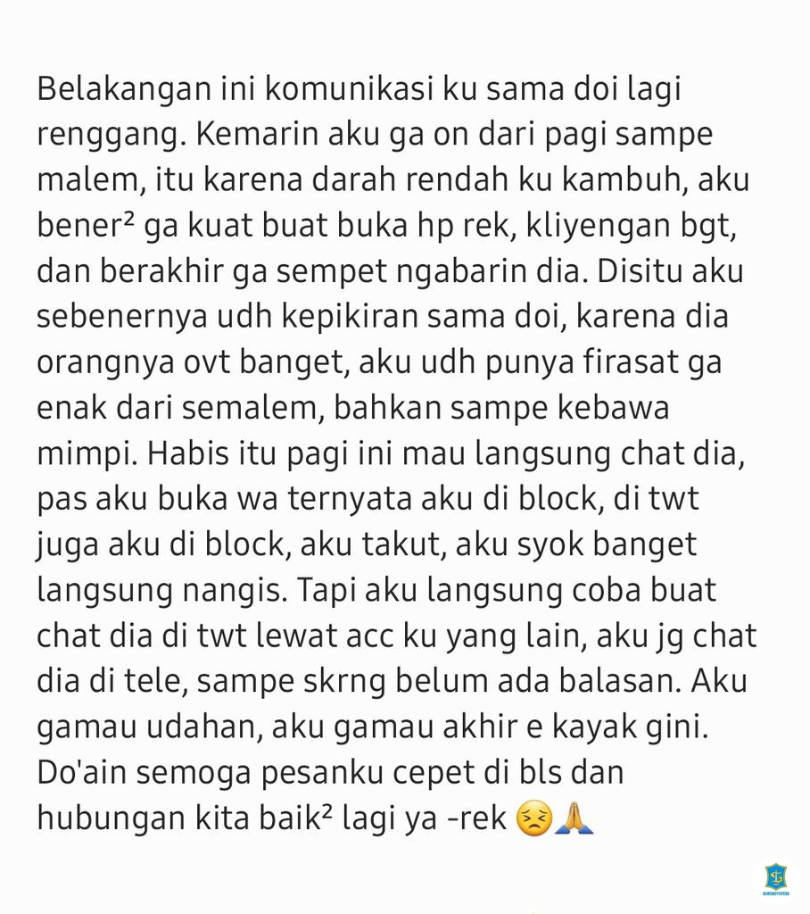 sbyfess's tweet photo. Aku mau curhat -rek, makasi sing wes baca 🙏🥲 https://t.co/hoqB0CrLRB