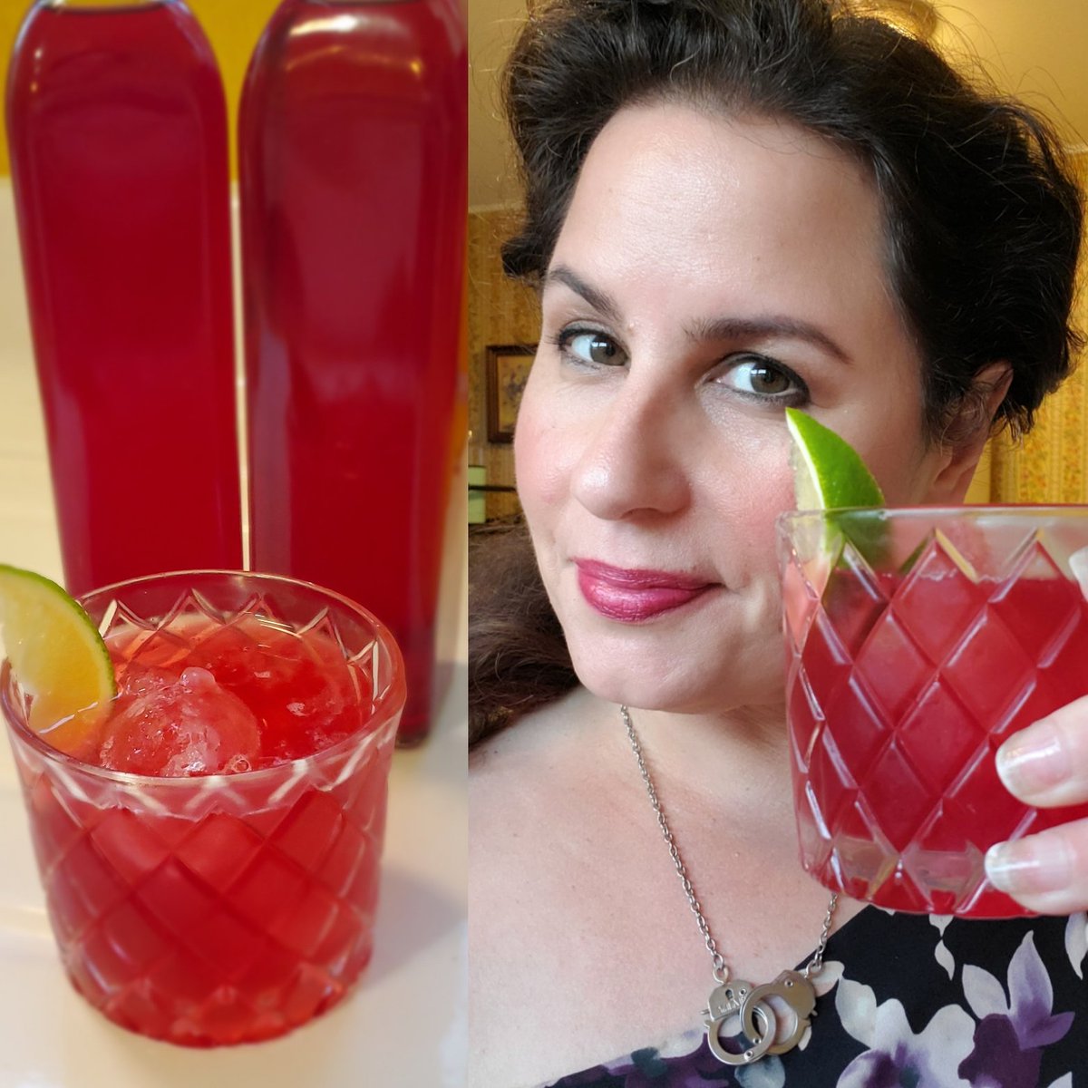 AnnaWriter's tweet image. The raspberry liqueur is bottled! Made a cocktail of my own design, I think.  Liqueur, gin, a squeeze of lime, shaken then topped with club soda. 
It's just like how I like my men - pretty, delicious, and strong. 

Okay. It's reallllly strong.
#Cocktails #WhatWouldAnnaDrink