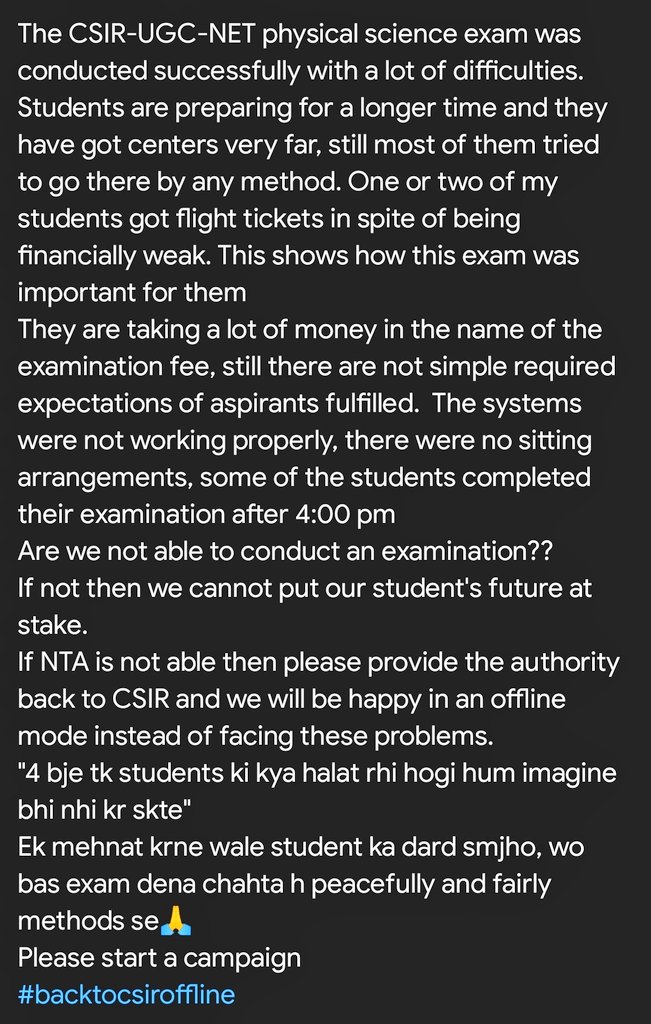 Dpratyush147's tweet photo. #backtocsiroffline #NTA #CSIRNET https://t.co/9EyXyL6pTP