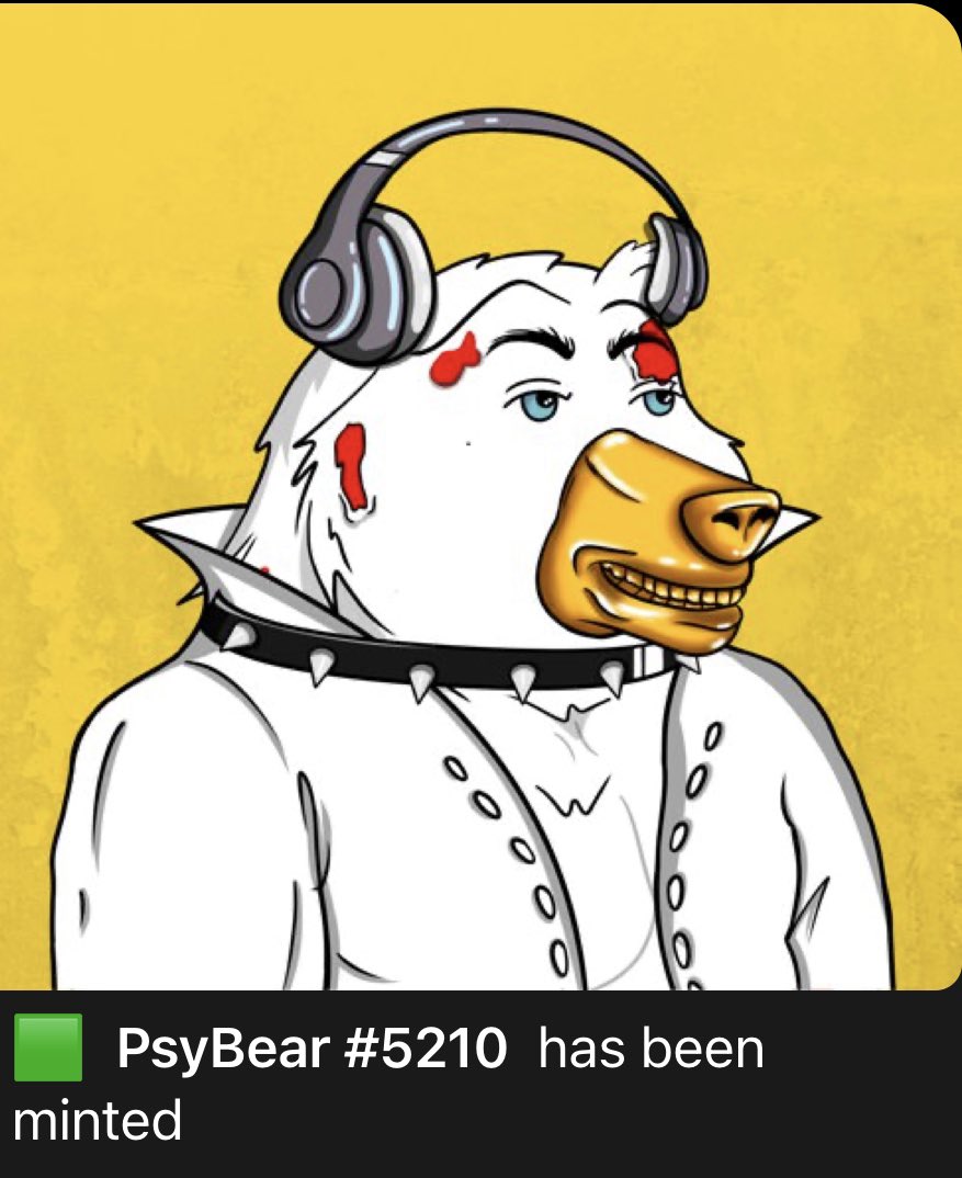 PsyBears are now on 94% minted!  

Fomo is kicking in, there’s still a King hiding in the last 300 mints 👀 
 
#NFT #NFTcollections