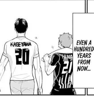 I believe in their world there'll be documentaries on kageyama &amp; hinata's vball journey respectively, how they'll feature significantly in each others, how their bond is a central pillar, many will research/talk about. 100 yrs later &amp; their chemistry will still be marvelled at 😌 