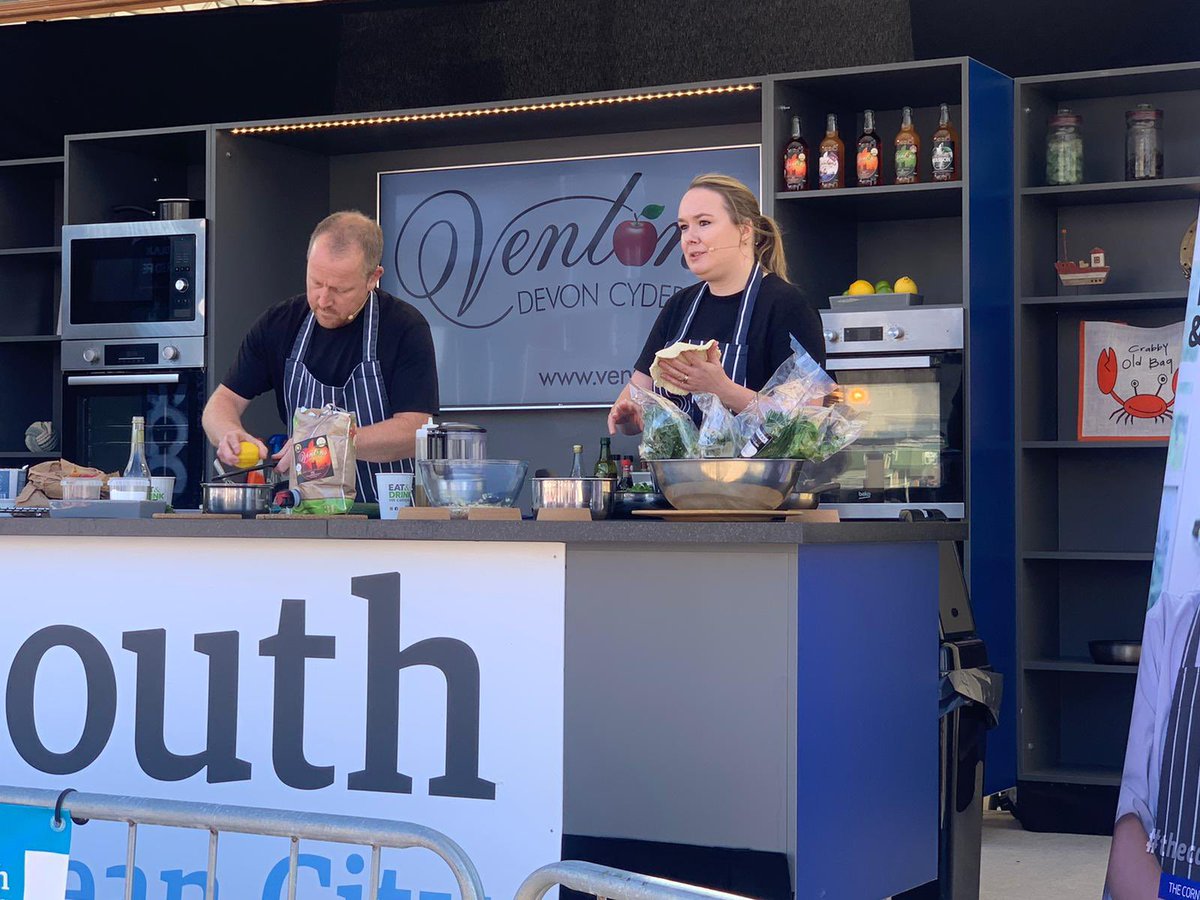 Fantastic sunny morning <a href="/PlymSeafoodFest/">PlymSeafood Festival</a> preparing a sharing plate perfect for a sunny day. Smoked mackerel pâté topped with crispy fried onions, fresh flatbread, cucumber relish and fresh crudités tossed in a dressing with toasted fennel seeds. <a href="/visitplymouth/">Visit Plymouth</a> #plymouth #seafood