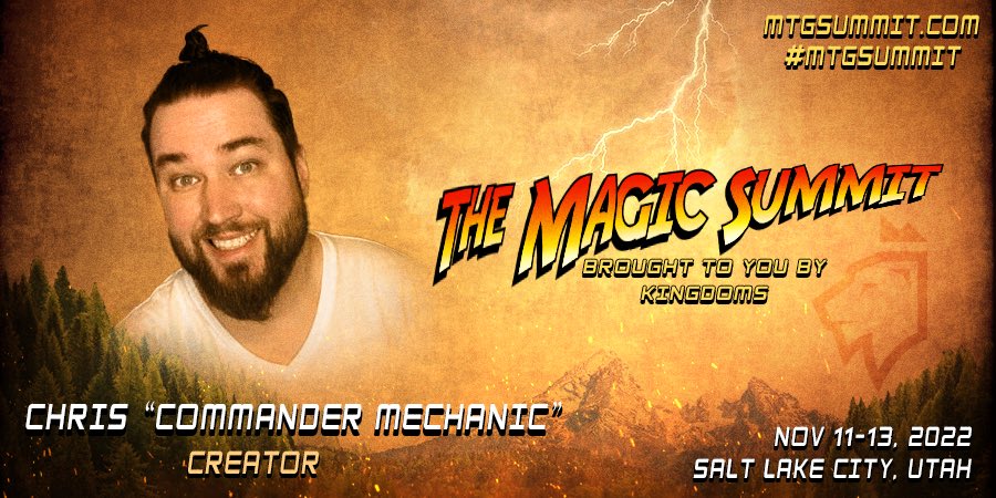 kingdoms_tv's tweet photo. Magic Summit Highlight #23 @CmdrMechanic 

Chris is your commander mechanic by making great videos helping you improve your decks and philosophy. You can play #edh with him at the #mtgsummit !

Like, RT, &amp; follow @CmdrMechanic &amp; @kingdoms_tv for a chance to win commander packs https://t.co/xgdorQQfh6