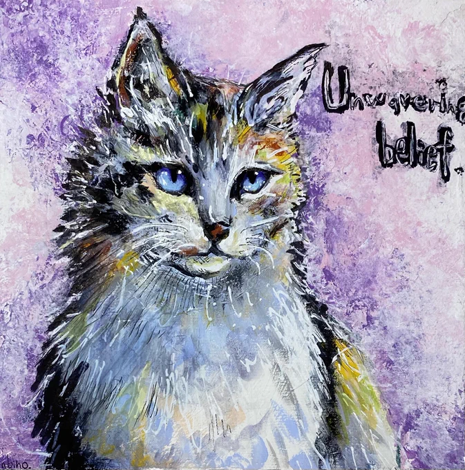 この2作品はだいぶ固まった考えが解れてきた頃に描いたもので、アクリル絵の具だけではなくマーカーペンや修正ペンも塗り重ねて表現しました。#動物 #画材 #アナログ #絵描きさんと繫がりたい 
