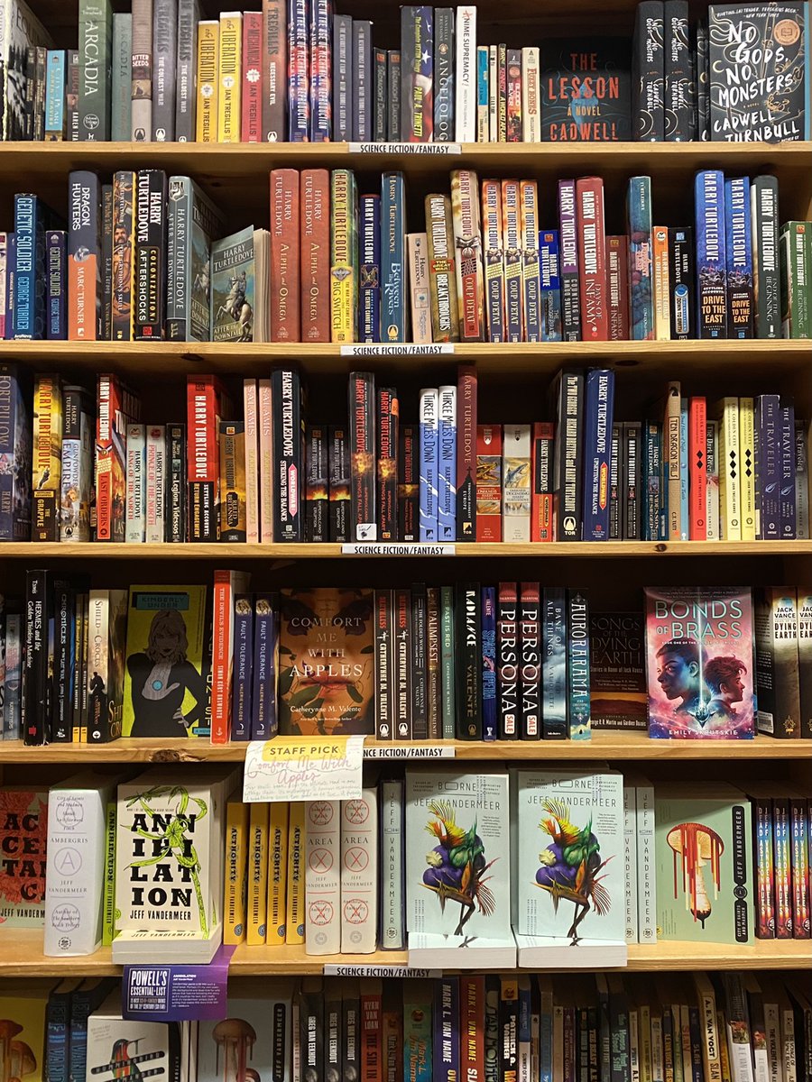 Visiting what I hope to be my trilogy’s future home <a href="/Powells/">Powell's Books</a> Books. I might have hugged the shelf… and patted it a little for luck 🍀

#WritingCommunity 
#AuthorsOfTwitter