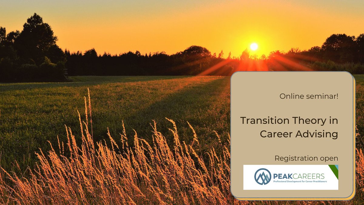 PeakCareers's tweet image. Register for the upcoming Transitions Theory seminar, starting October 15.  Approved for 15 hours of continuing education. #OnlineSeminar #TransitionTheory #GCDF
 peak-careers.com/course/transit…