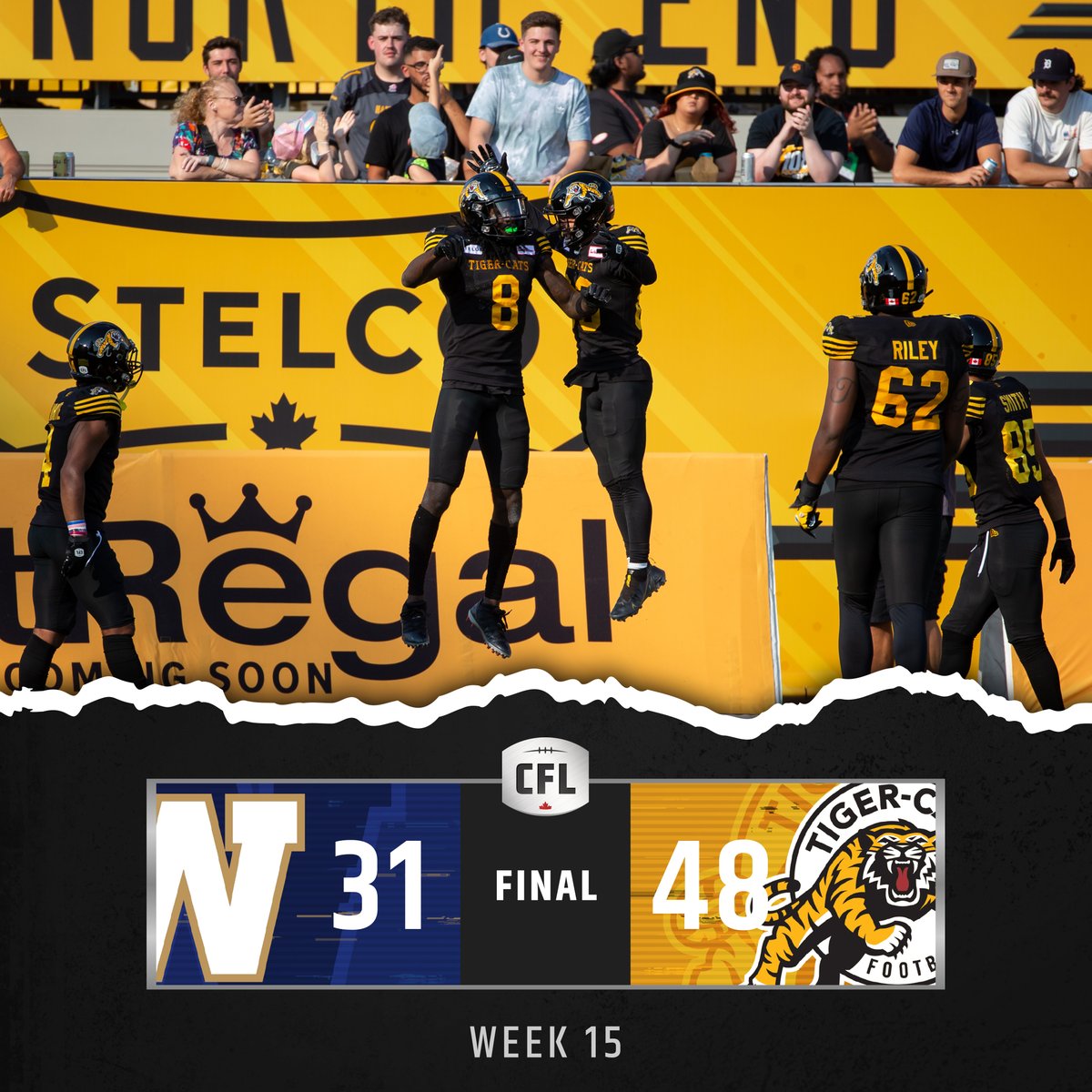An absolute STATEMENT W for the <a href="/Ticats/">Hamilton Tiger-Cats</a> 🐯 

Hamilton roars over Winnipeg at home!

#CFLGameday