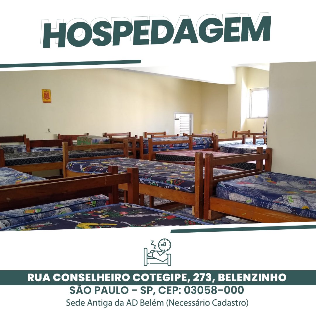 Confradesp's tweet photo. #EBOADBELEM2022 - Com a finalidade de trazer um pouco mais de conforto aos nossos obreiros que vem à São Paulo/SP para Escola Bíblica e necessitam de hospedagem, informamos que as nossas acomodações foram melhoradas, com isso, novos procedimentos para hospedagem foram adotados. https://t.co/VjprViztKh