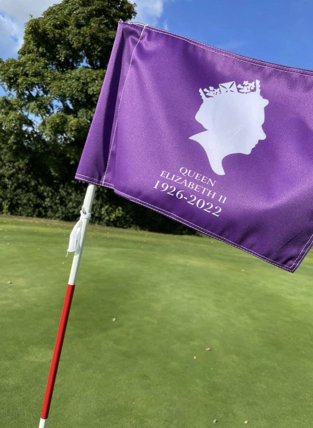 As a mark of respect we have changed our 18th flag to a Queen Eliizabeth purple flag. 
P.s the pin is middle/middle for those playing! 

#QueenElizabethII #respect #golf
