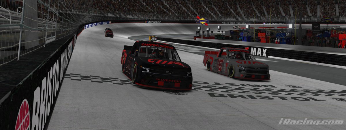 OSSAcademy's tweet photo. It's a 1-2 for @AgentInkRacing/@OvertonSpeedCo bossmen at @BMSupdates in the @NASCAR_Trucks! It's been a while since @LeighROverton &amp; Chris took home 1-2. 
Chris beat Leigh heads-up over the last 20 laps and both executed a perfect race!

#AgentInkRacing | #AIROSS | @AgentInk https://t.co/hdt443iWRD