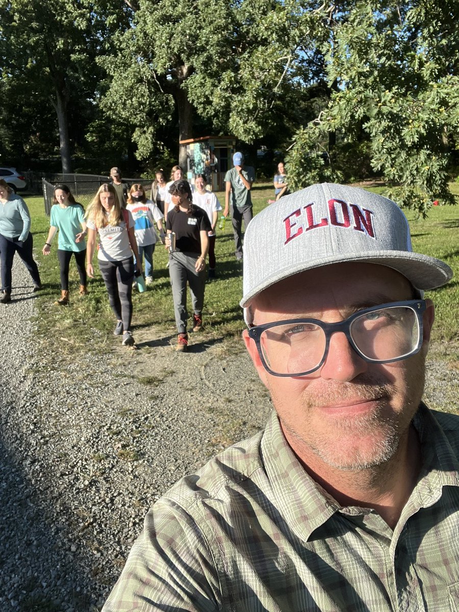 scomorrison's tweet photo. This was me two weeks ago showing my @elonuniversity students #walkingcurriculum! It was a lovely morning for a walk around Loy Farm. #curriculumiseverywhere #teachoutside #learningonthemove #enviroed #ElonEd https://t.co/BY3d5t6rvy