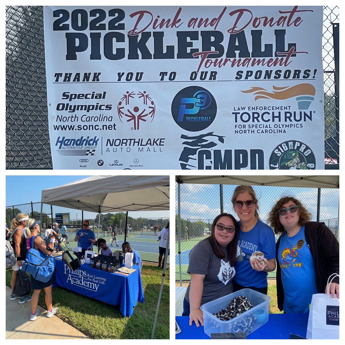 PhilipsAcadNC's tweet photo. A fine day participating in @CMPD Pickleball Tournament benefitting @SONorthCarolina. Thanks for the invitation to share our story. Our volunteers did great! #reallearningforreallife #FlavorHouse https://t.co/bVaiffGhQ2