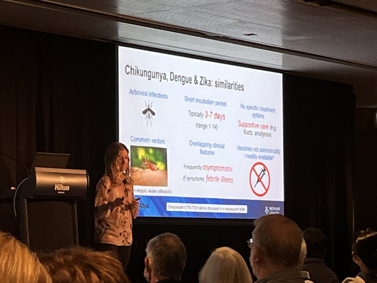 Detailed talk on arbovirus at #SCTMC zika more likely to cause itch than dengue and zika-  thanks <a href="/drsarahmac/">Sarah McGuinness</a> !