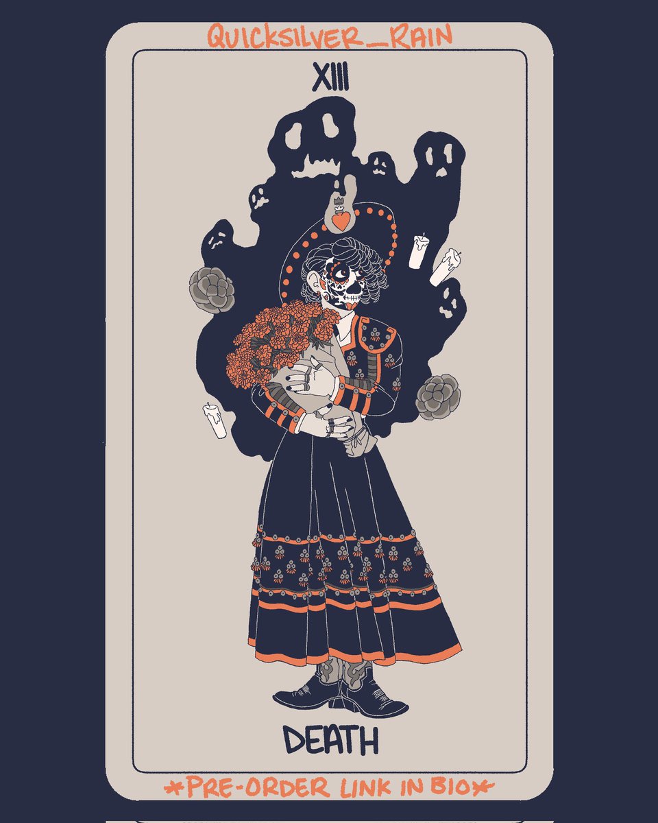 Quicksilver_Art's tweet photo. Death! The first version was an accidental self portrait and now so is this one!
#quicksilverdraws #tarot #tarotdeck #tarotcards #tarotcloth #tarotbag #tarotpreorder #witchcraft #witchy #divination #cartomancy #death #13death #majorarcana #storenvy #smallbusiness https://t.co/cgJFSQRL6r